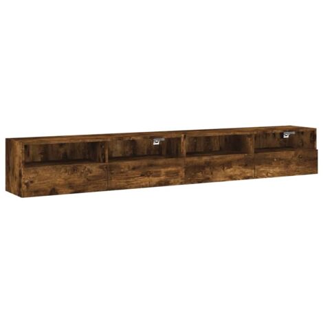 TV Wall Cabinets 2 pcs Smoked Oak 100x30x30 cm Engineered Wood vidaXL (1/5)