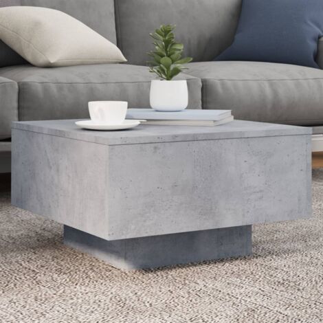 Coffee Table with LED Lights Concrete Grey 55x55x31 cm vidaXL