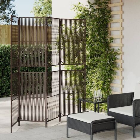 Room Divider 4 Panels Brown Poly Rattan vidaXL