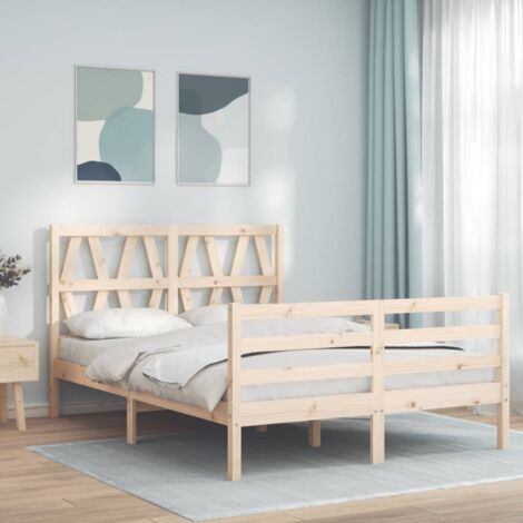 Bed Frame without Mattress 140x190 cm Solid Wood vidaXL (1/5)
