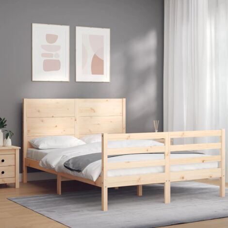 Bed Frame without Mattress Double Solid Wood vidaXL (1/5)