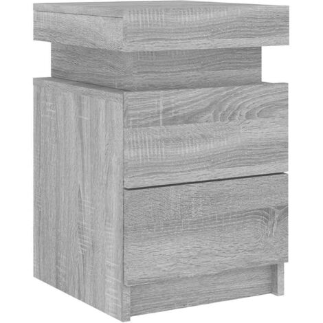 Vidaxl – Bedside cabinet with LED lights – Grey sonoma – Engineered wood – 35 x 39 x 55 cm – Ample storage space – Adjustable RGB lighting (1/5)