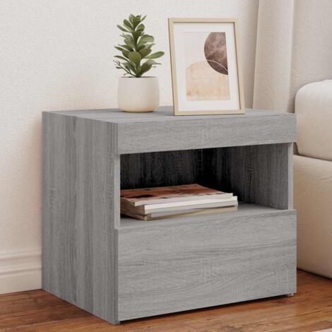 Bedside Cabinet with LED Lights Grey Sonoma 50x40x45 cm vidaXL (1/5)