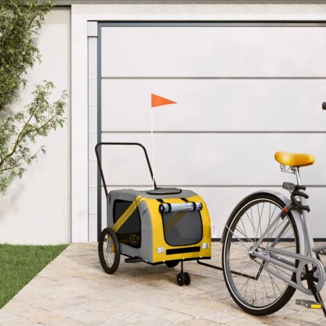 Pet Bike Trailer Yellow and Grey Oxford Fabric and Iron vidaXL