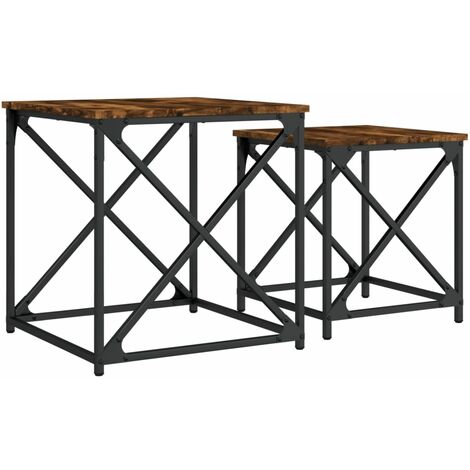 Nesting Coffee Tables 2 pcs Smoked Oak Engineered Wood vidaXL