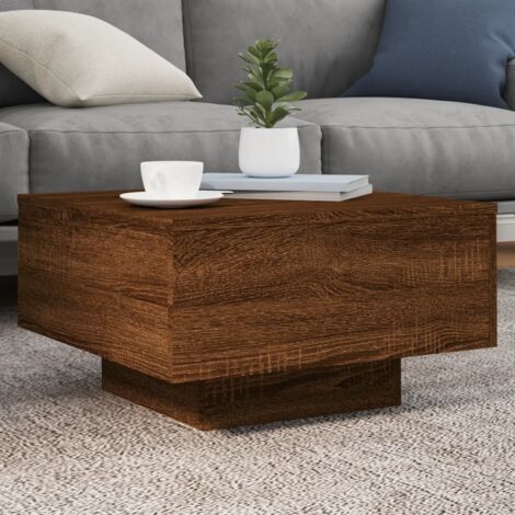 Coffee Table with LED Lights Brown Oak 55x55x31 cm vidaXL