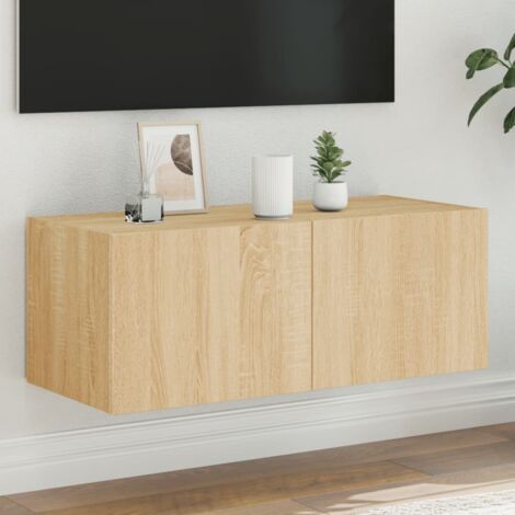 TV Wall Cabinet with LED Lights Sonoma Oak 80x35x31 cm vidaXL