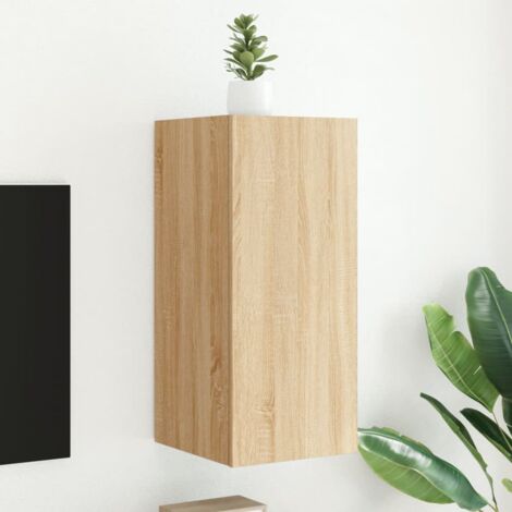 TV Wall Cabinet with LED Lights Sonoma Oak 30.5x35x70 cm vidaXL