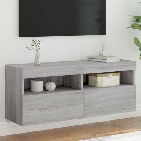 TV Wall Cabinet with LED Lights Grey Sonoma 100x30x40 cm vidaXL (1/5)