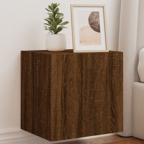 TV Wall Cabinet with LED Lights Brown Oak 40.5x35x40 cm vidaXL