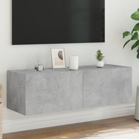 TV Wall Cabinet with LED Lights Concrete Grey 100x35x31 cm vidaXL