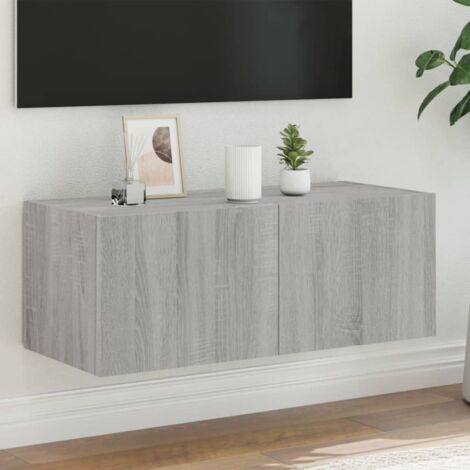 TV Wall Cabinet with LED Lights Grey Sonoma 80x35x31 cm vidaXL