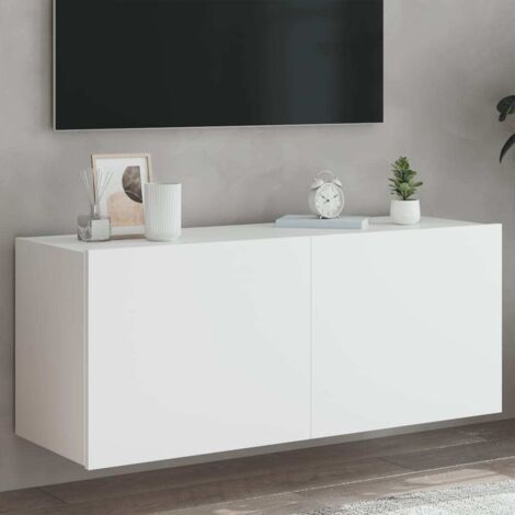 TV Wall Cabinet with LED Lights White 100x35x41 cm vidaXL