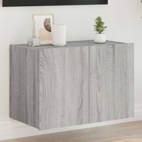TV Wall Cabinet with LED Lights Grey Sonoma 60x35x41 cm vidaXL