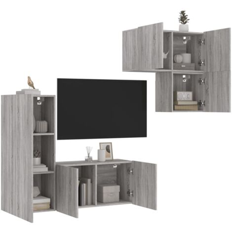 4 Piece TV Wall Units Grey Sonoma Engineered Wood vidaXL (1/5)