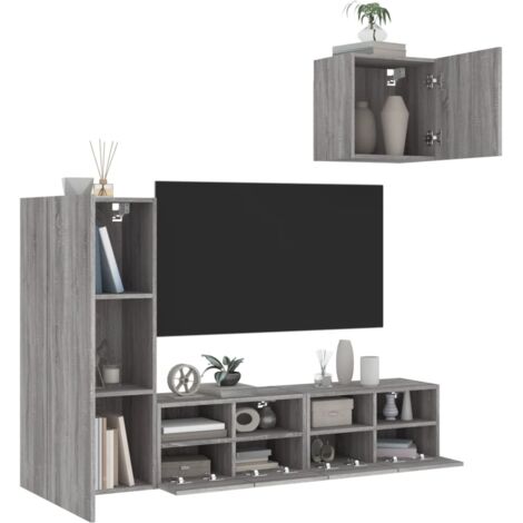 4 Piece TV Wall Units Grey Sonoma Engineered Wood vidaXL (1/5)