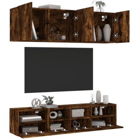 5 Piece TV Wall Units Smoked Oak Engineered Wood vidaXL (1/5)
