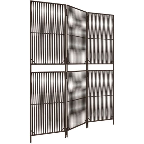 Room Divider 3 Panels Brown Poly Rattan vidaXL
