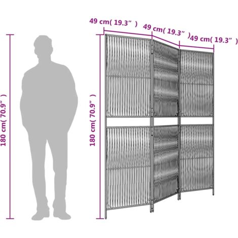 Room Divider 3 Panels Brown Poly Rattan vidaXL