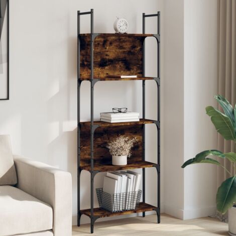 Bookshelf 5-Tier Smoked Oak 60.5x24x166.5 cm Engineered Wood vidaXL (1/5)
