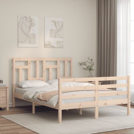Bed Frame without Mattress Double Solid Wood vidaXL (1/5)