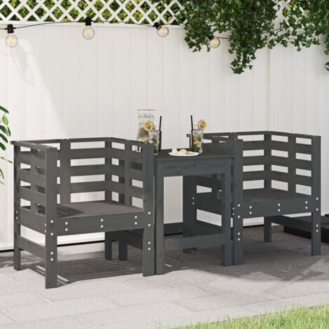 Garden Chairs 2 pcs Grey 61.5x53x71 cm Solid Wood Pine vidaXL (1/5)
