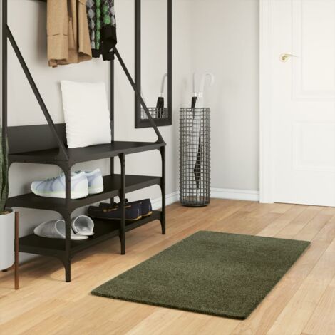 Rug HUARTE Short Pile Soft and Washable Forest Green 60x110 cm vidaXL