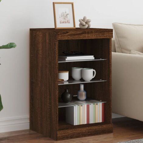 Sideboard with LED Lights Brown Oak 41x37x67 cm vidaXL