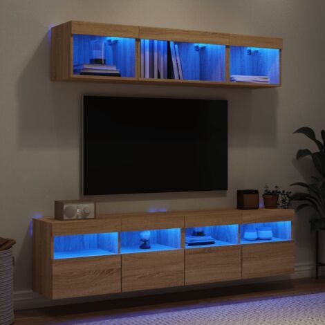 vidaXL 5 Piece TV Wall Units with LED Sonoma Oak Engineered Wood (1/5)