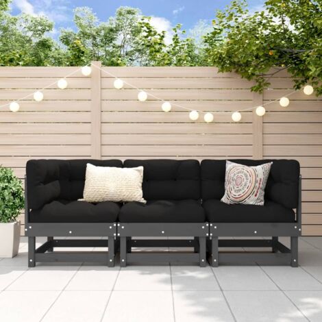 3 Piece Garden Lounge Set Grey Solid Wood Pine vidaXL