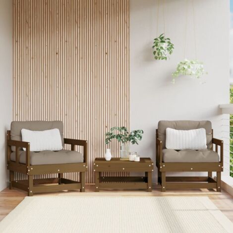 Garden Chairs 2 pcs Honey Brown Solid Wood Pine vidaXL