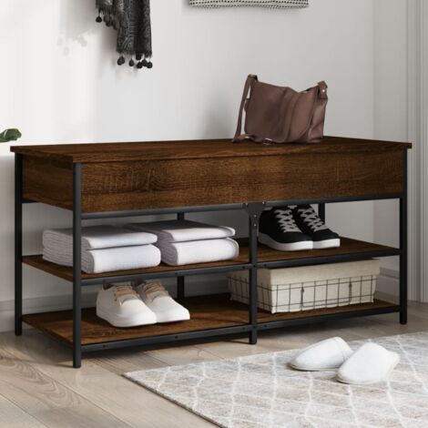 Shoe Bench Brown Oak 100x42.5x50 cm Engineered Wood vidaXL (1/5)