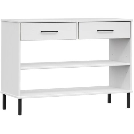 Console Cabinet with Metal Legs White Solid Wood Pine OSLO vidaXL (1/5)