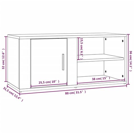 TV Cabinet White 80x31,5x36 cm Engineered Wood vidaXL