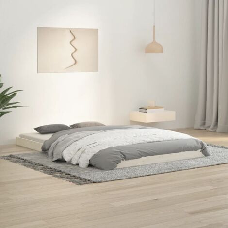 Bed Frame without Mattress White 120x190 cm Small Double  Solid Wood Pine vidaXL