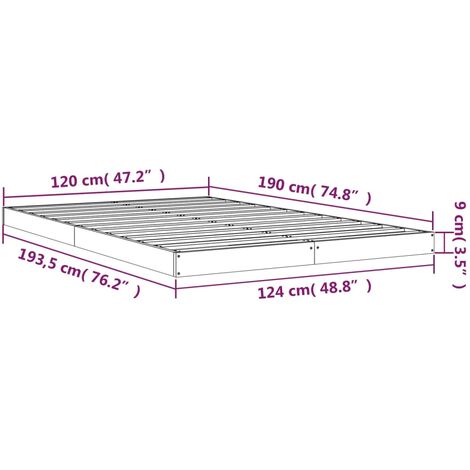 Bed Frame without Mattress White 120x190 cm Small Double  Solid Wood Pine vidaXL