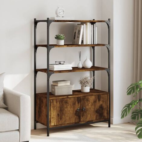Bookcase 3-Tier Smoked Oak 70x30x109.5 cm Engineered Wood vidaXL (1/5)