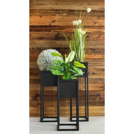 Flower Pot on Stand Metal Black 60 cm H&S Collection