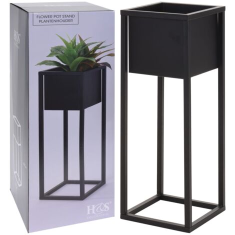 Flower Pot on Stand Metal Black 60 cm H&S Collection