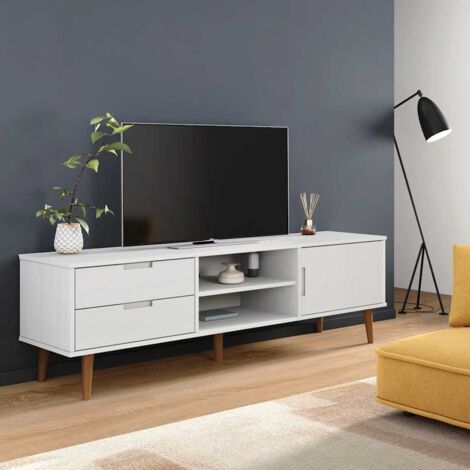 TV Cabinet MOLDE White 158x40x49 cm Solid Wood Pine vidaXL (1/5)