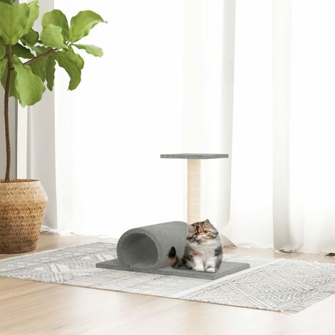 Cat Scratching Post with Tunnel Light Grey 60x34.5x50 cm vidaXL