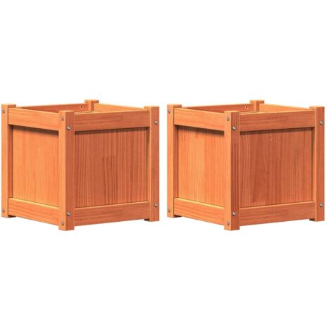 Garden Planters 2 pcs Wax Brown Solid Wood Pine vidaXL
