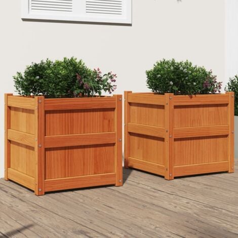 Garden Planters 2 pcs Wax Brown Solid Wood Pine vidaXL