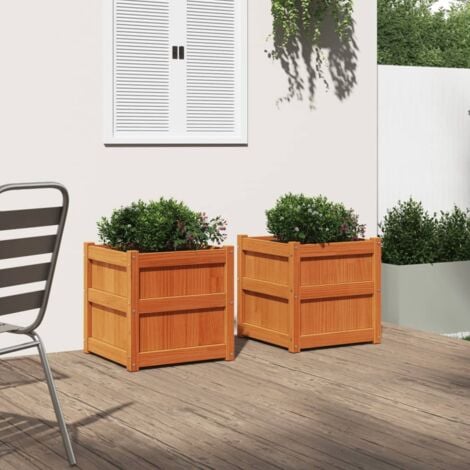 Garden Planters 2 pcs Wax Brown Solid Wood Pine vidaXL