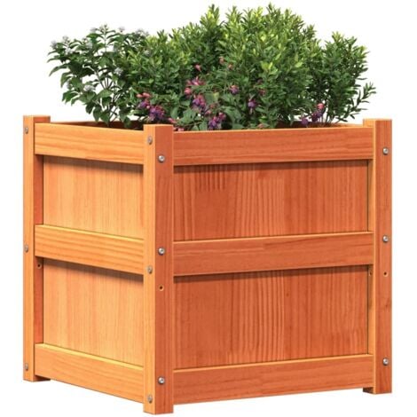 Garden Planters 2 pcs Wax Brown Solid Wood Pine vidaXL