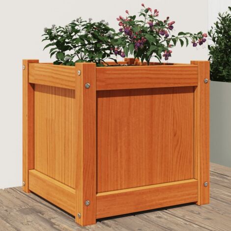 Garden Planter Wax Brown 40x40x40 cm Solid Wood Pine vidaXL