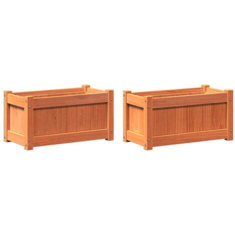 Garden Planters 2 pcs Wax Brown Solid Wood Pine vidaXL