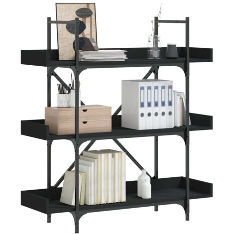 Bookcase 3-Tier Black 100x33x108.5 cm Engineered Wood vidaXL (1/5)
