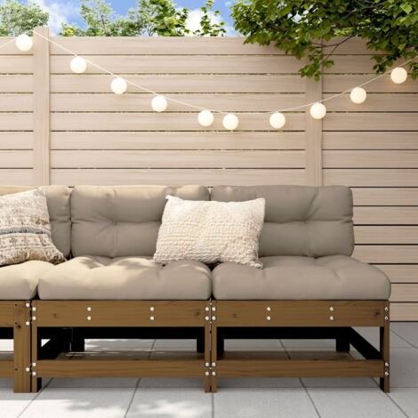 Garden Middle Sofas 2 pcs Honey Brown Solid Wood Pine vidaXL