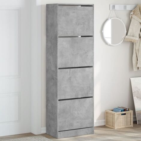Shoe Cabinet with 4 Flip-Drawers Concrete Grey 60x34x187.5 cm vidaXL